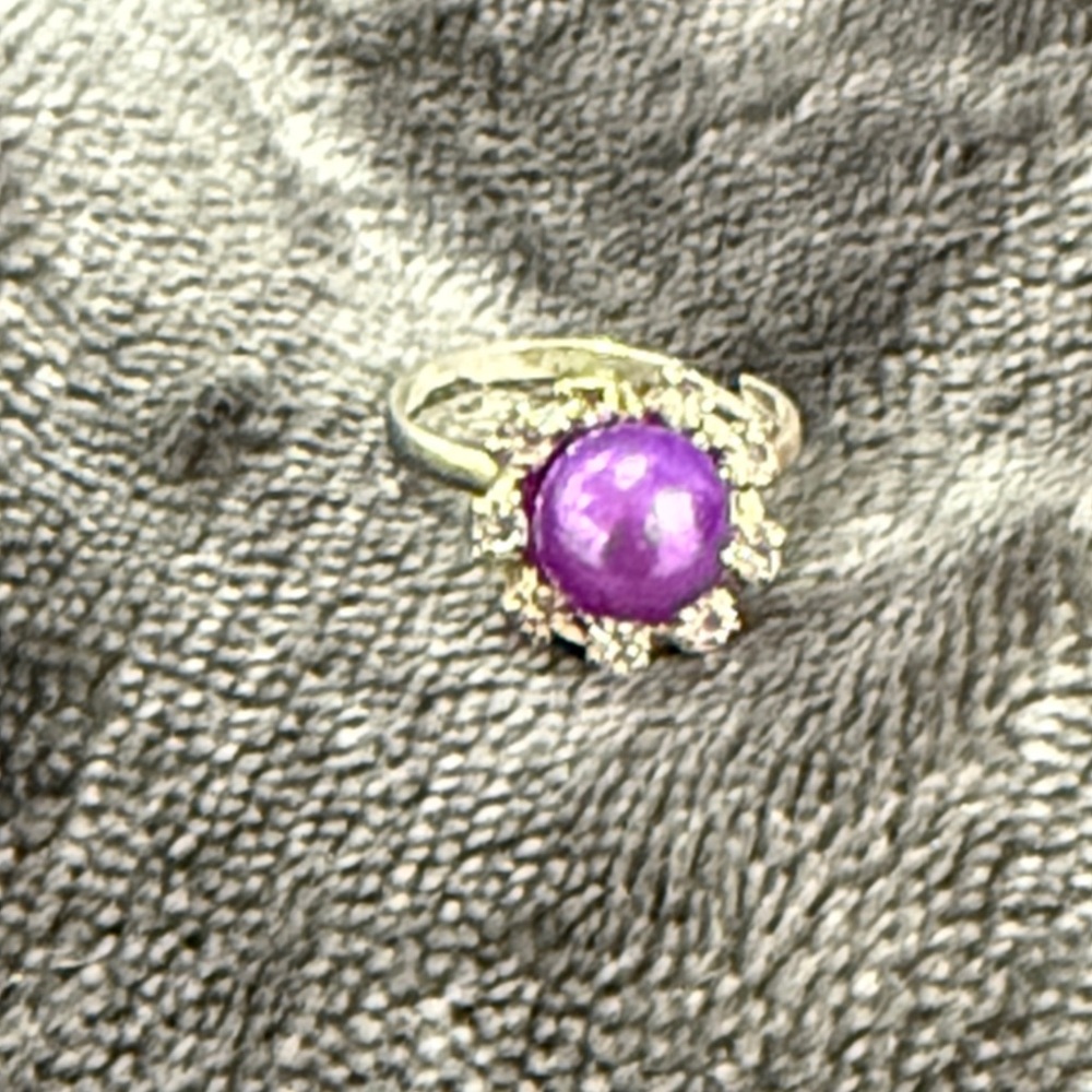 Elegant Purple pearl and Stone Ring Adjustable